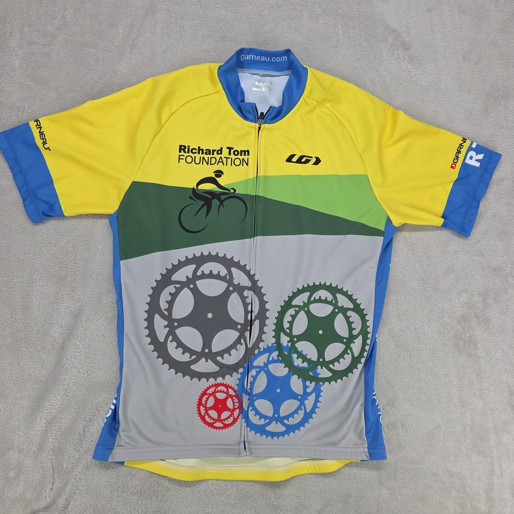 Garneau Richard Tom Foundation Cycling Jersey Mens XL Full Zip Bike USA Made